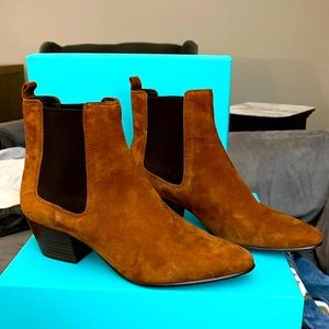 Sz9 Sam Edelman Reesa Pull On Ankle Boots Booties Brown Suede Near perfect